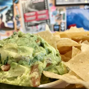 The guacamole is really good. The chips are really thin