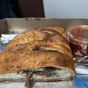 Calzone w/gyro meat! Yummmmm!