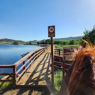 No horses on this bridge. So horseback riders cannot circumnavigate the lagoon. They need to improve the bridge so we can.