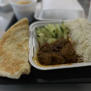 3. Roti Prata and 6. Beef Rendang