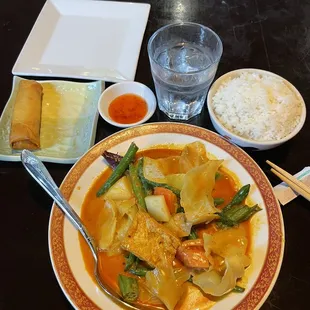 Lunchtime curry vegetables. W tax $9.42  no free Tea anymore, smh