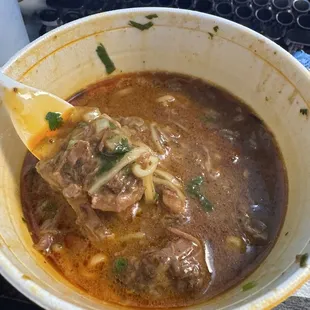 Birria ramen. It is loaded with meat .