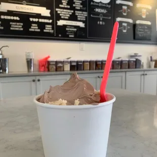 Side by side - chocolate ice cream &amp; cake batter cookie dough