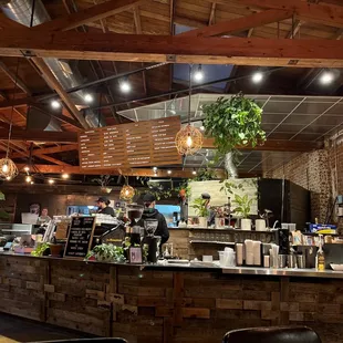 Counter area- coffee and pizza? Two great tastes that taste great together!