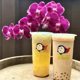 Large Mango Madness and House Special Milk Tea.