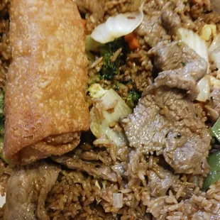 beef, broccoli, and rice