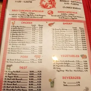 the menu