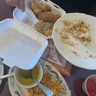 7. Sweet and Sour Chicken and crab Rangoon