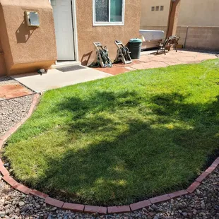 New top soil added &amp; fescue sod