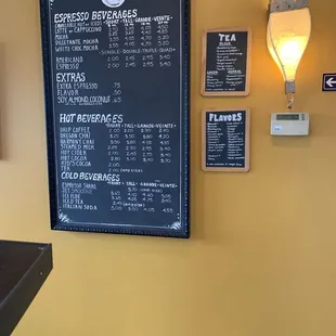 Coffee menu