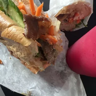 Beef Bhan mi &amp; Organic beet and orange juice