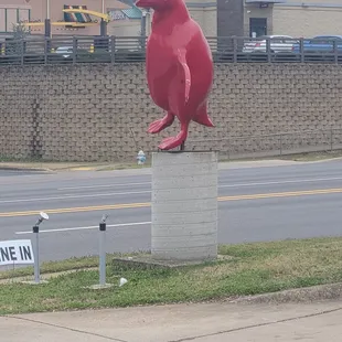 a red bird statue
