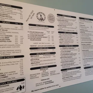 sushi and sashimi, menu