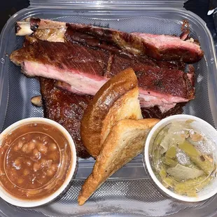 Rib Combo with Bbq Baked Bean and Green Beans