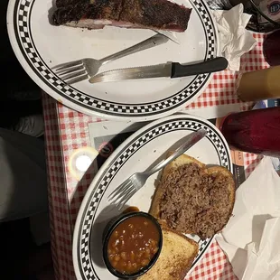 two plates of food on a table