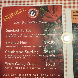 Christmas menu