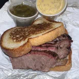 Sliced Brisket Sandwich Combo with Mac &amp; Cheese and Green Beans