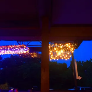 Lights overhead on the deck