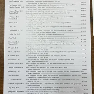 Menu - Sushi Roll