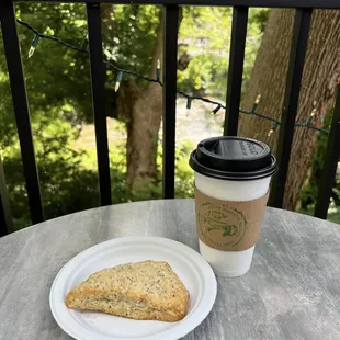 16oz americano and lemon poppy scone