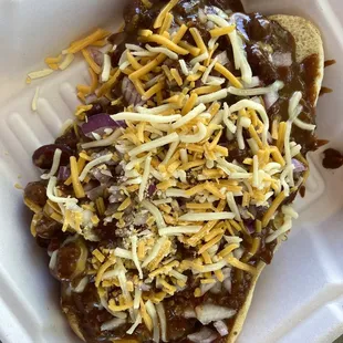 Belly bomb. Chili dog