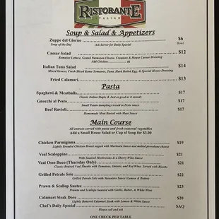The current menu at the Italian Club for lunch!!!!! Please call in advance for a reservation, we have indoor and outdoor seating!!!