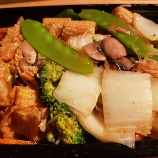 Malay Buddhist Delight ($13), made vegan. Tofu skins &amp; clear noodles w/a strange sauce. I didn't love it or hate it.