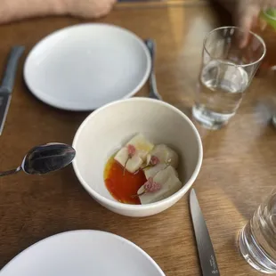 Scallops with cherry blossom