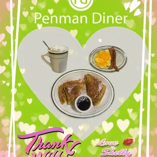 a plate of food and a cup of coffee