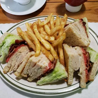 Turkey and Bacon Club Sandwich