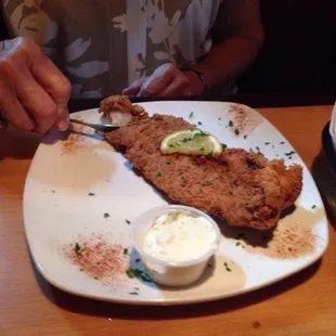 Grouper. Breaded and deep fried in, I believe, oil pressed by angels.