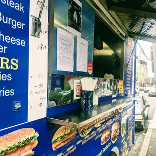 a blue food truck