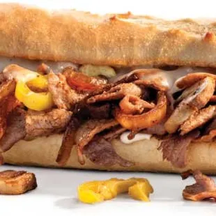 Come in and try our delicious Philly Cheesesteak! Available grilled, as a wrap, or salad with 100% U.S.D.A. Choice Steak