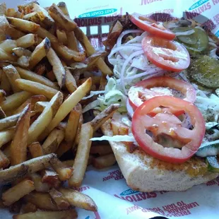 a sandwich and french fries