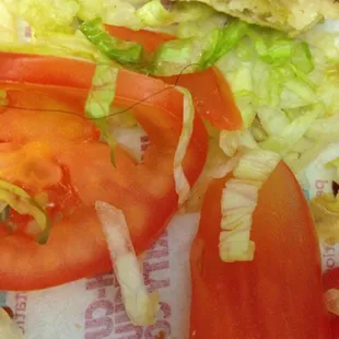 Look closely, here's the huge black hair found in my sub. This restaurant doesn't follow proper health code regulations.