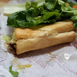 A small beef cheesesteak