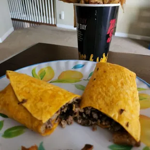 Philly cheese steak wrap and fries