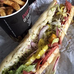 Medium cut fries and 10&quot; Italian sub