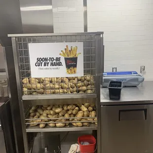 Hand cut fries in peanut oil