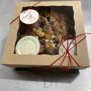 Wild Maine blueberry &amp; white chocolate bread pudding
