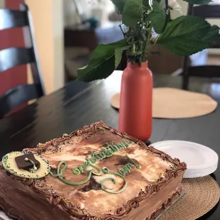 Chocolate cake with white and black buttercream
