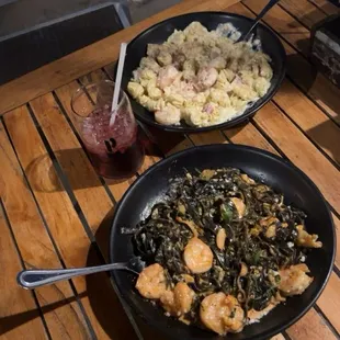 Shrimp Mama Rose (squid ink) &amp; Carbonara Pazza w/Shrimp