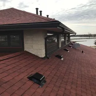 a view of the roof of a house