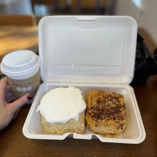 Iced cinnamon bun and sticky pecan cinnamon bun
