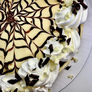 Traditional Cheesecake with a Chocolate Fudge Swirl
