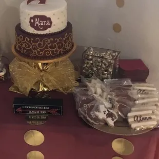 Beautiful custom TX State graduation cake and cookies by Pennington. Soo delish!