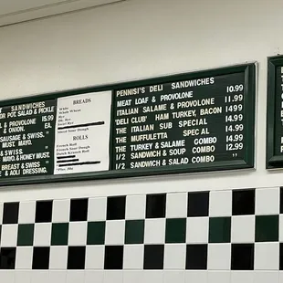 menus on the wall