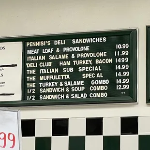 menu and prices