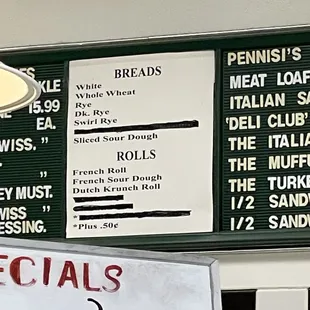 menu and prices