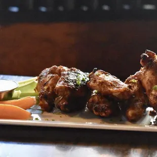 Wings with a dry rub blend of 10 secret spices